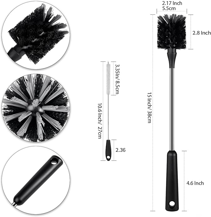 Water Bottle Brush with Straw Cleaner, 15 Inches Stainless Steel Handle Baby - Image 4
