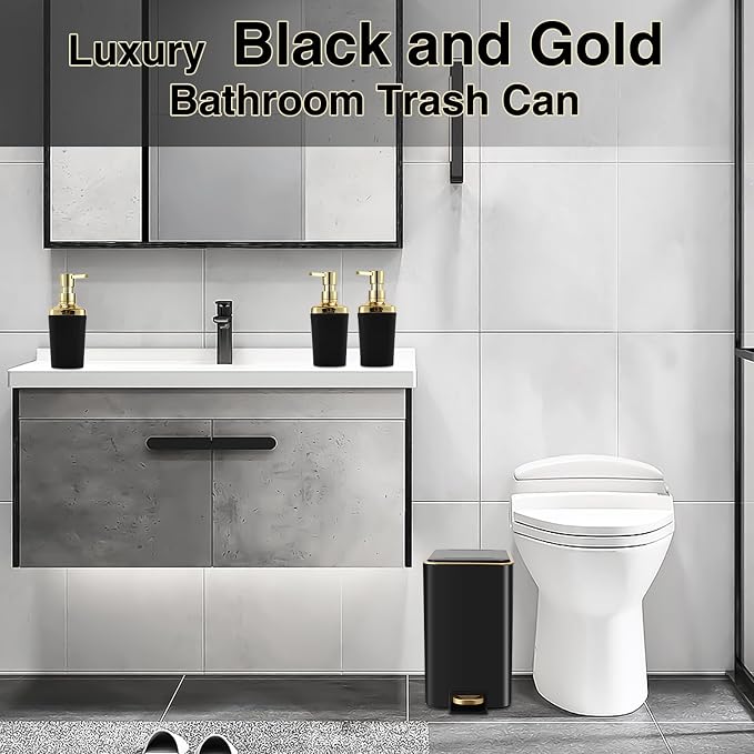 Small Bathroom Trash Can with Lid Soft Close, 1.8 Gallon Stainless Steel - Image 4