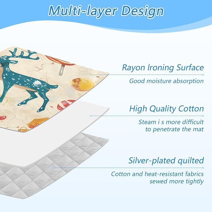 Red Deer Christmas Sweet Ironing Mat Thickened Ironing Blanket Travel Portable - Image 4