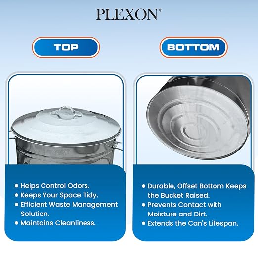 Plexon 13-Gallon Galvanized Steel Round Trash Can - Image 8