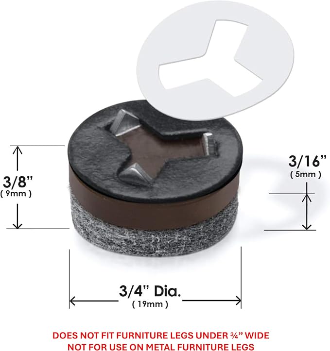 GorillaFelt CB240 Chair Leg Floor Protectors/Felt Glides Tap On Felt Furniture - Image 5