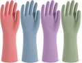 Rubber Cleaning Gloves for Dishwashing, 4 Pairs Reusable Kitchen Gloves for by Unknown