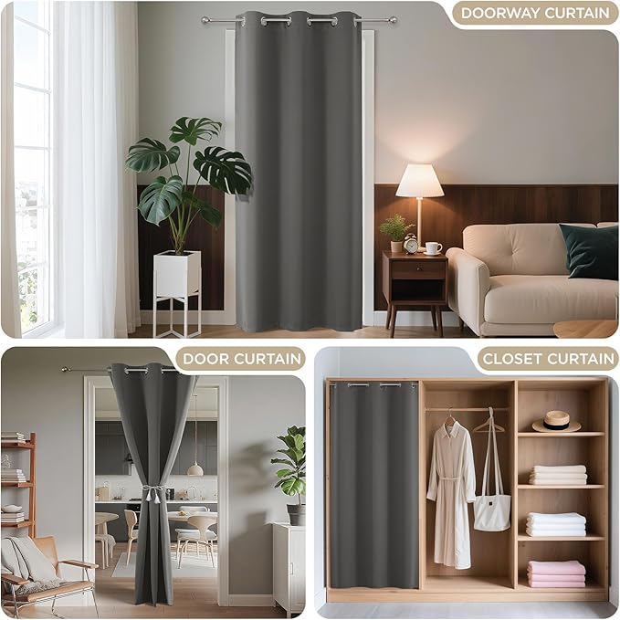 Joydeco Blackout Door Curtain for Doorway Privacy 108 Inches Long, Grommet - Image 4