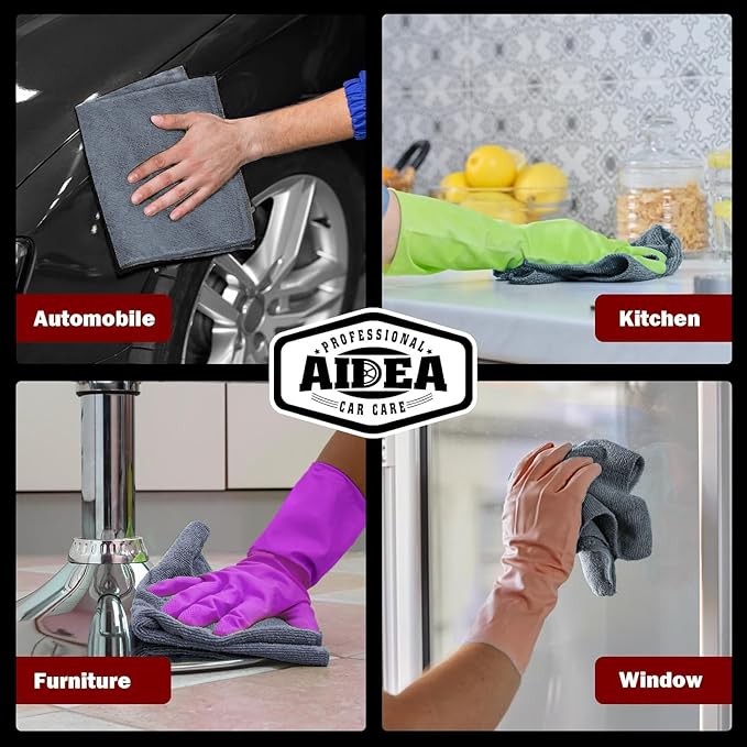 AIDEA Microfiber Cleaning Cloth Grey 50PK, Microfiber Towels - Image 5