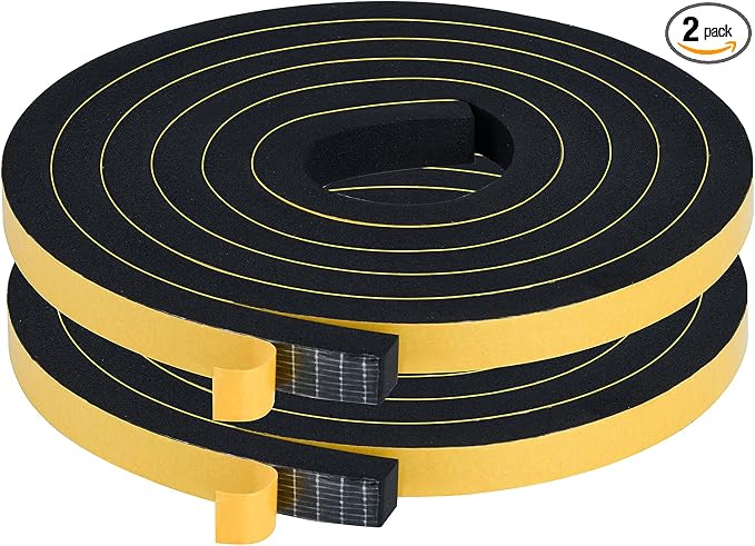 Weather Stripping Soundproof, 1/2 in x 3/8 in Weatherproof Foam Insulation Tapes by Aopaeoie