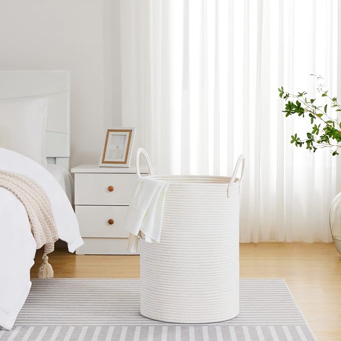 VIPOSCO Large Laundry Hamper, Tall Woven Rope Storage Basket - Image 4