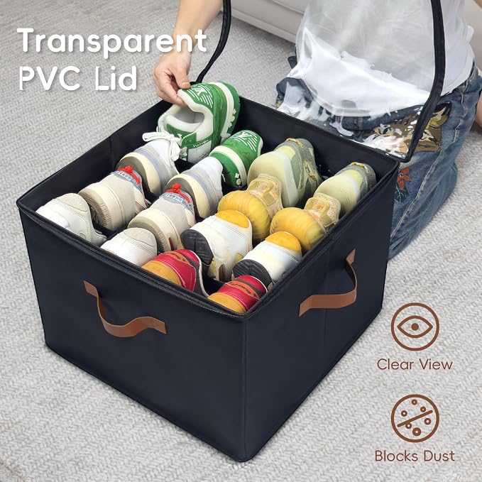 Shoe Organizer for Closet, 3 Pack Shoe Storage Bins - Image 5