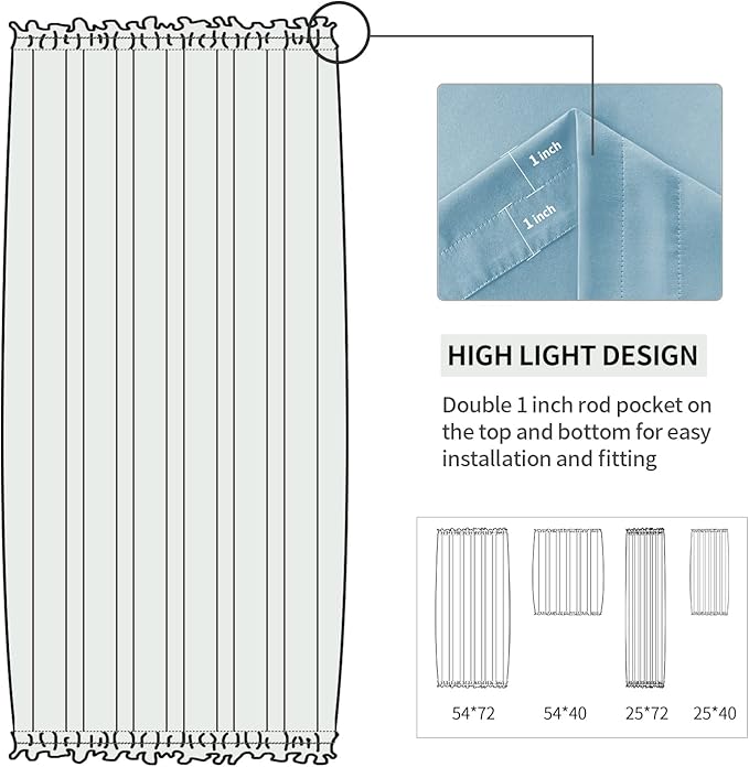 DWCN French Door Curtains – Rod Pocket Thermal Blackout Curtain - Image 3