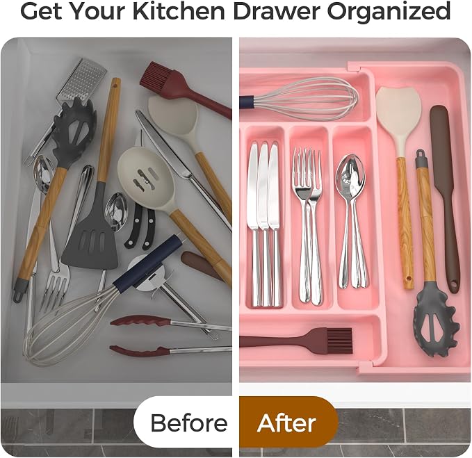 Extra Large Expandable Silverware Organizer, BPA-Free Food-Safe Cutlery - Image 6