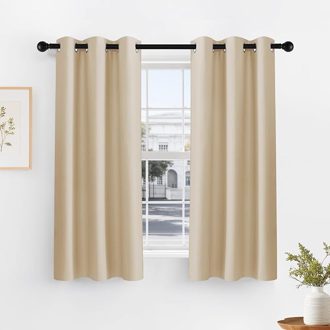 PONY DANCE Black Out Curtains for Bedroom 54 inch Length 2 Panels Set, Thermal by PONYDANCE