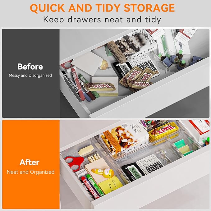 Criusia 36 Pack Large Clear Plastic Drawer Organizer Bins - Image 5