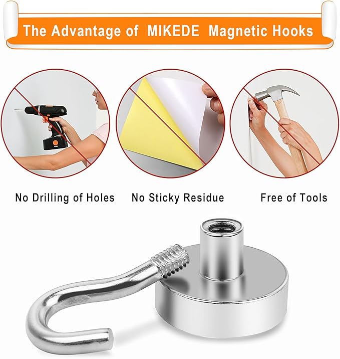 MIKEDE Magnetic Hooks, 28Lbs+ Strong Magnetic Hooks Heavy Duty - Image 3