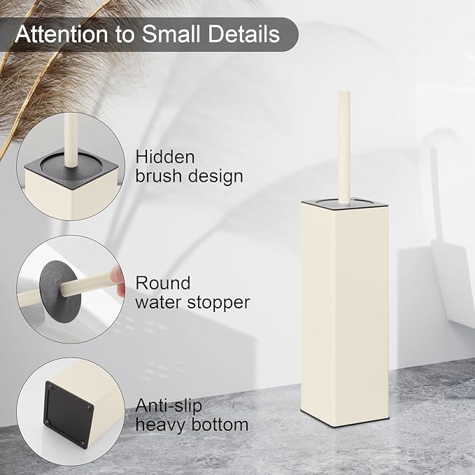 BVL Toilet Brush and Holder Set White Freestanding - Image 5
