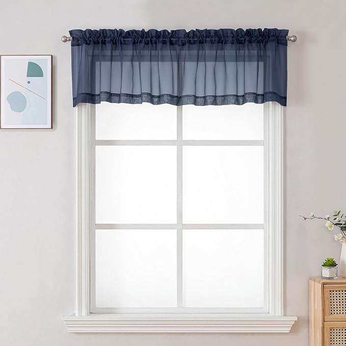 Chyhomenyc Sheer Window Valance Curtains, 42x14 Inches Light Filtering Valances by Chyhomenyc