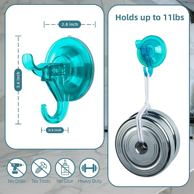 Antimbee 3 Pack Suction Cup Hooks, Removable Reusable Bathroom Suction Hooks - Image 3