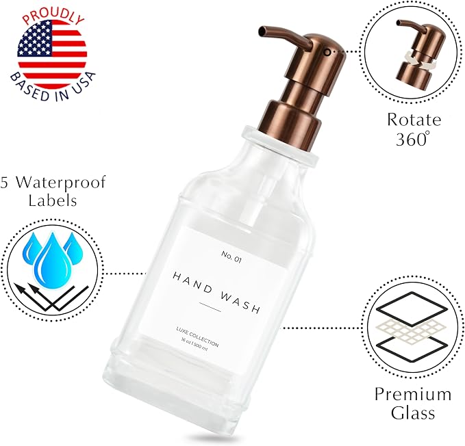 Emerson Essentials Soap Dispenser, Dish Soap Dispenser, Soap Bottle Bathroom Set - Image 3