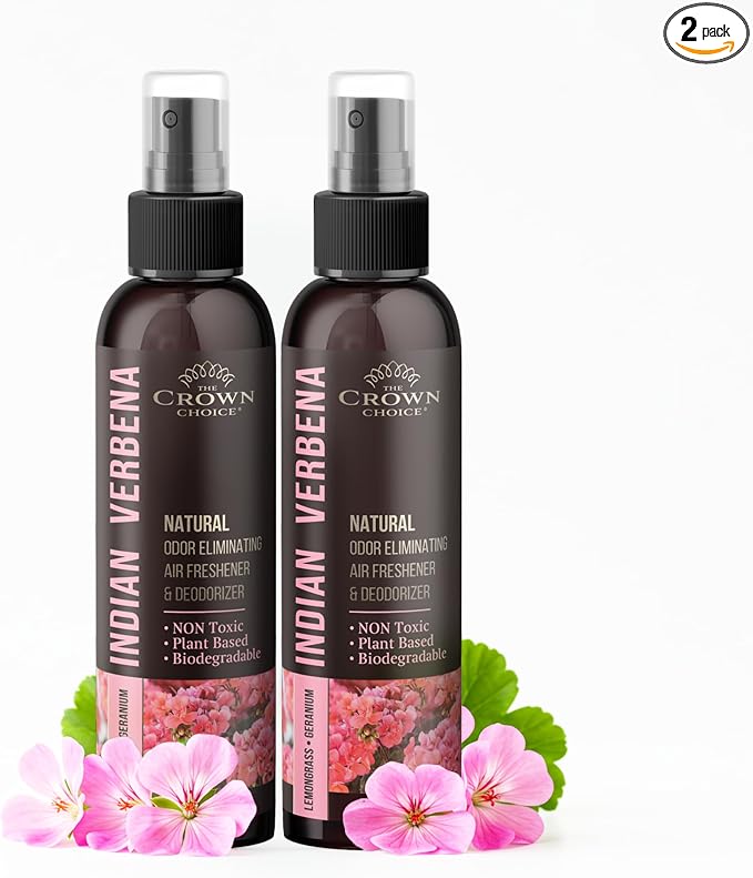 Natural Air Freshener Spray—Geranium & Lemongrass Odor Eliminator—Non-Toxic by TheCrownChoice