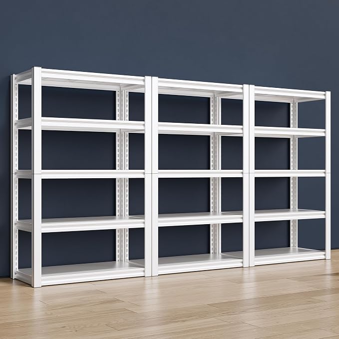Raybee 5 Tier White Metal Heavy Duty Garage Shelving Unit 2000LBS Storage by Raybee