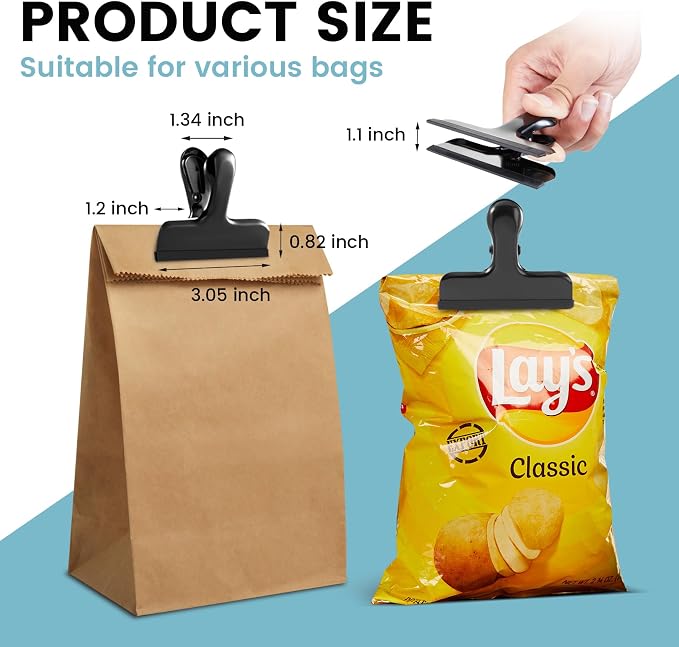 HOUSE AGAIN 8 Pack Stainless Steel Chip Bag Clips Covered - Image 2