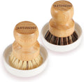 Bamboo Brush Dish Scrubber Clean Pan and Vegetable, Natural Bristles Palm Pot by SUPERWASHPLUS