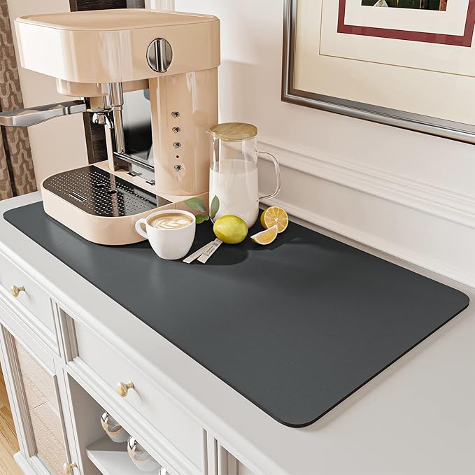 AMOAMI-Coffee Mat Hide Stain Rubber Backed Absorbent Dish Drying Mat by AMOAMI