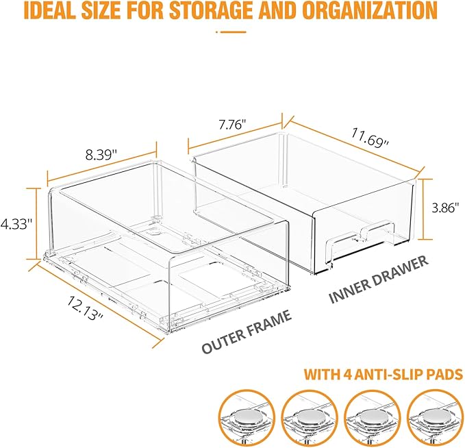 2 Pack Stackable Storage Drawers - Image 2