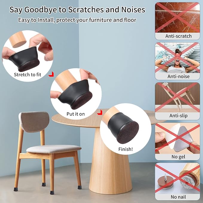 Ezprotekt 8 Pcs Extra Large Chair Leg Protectors - Image 7