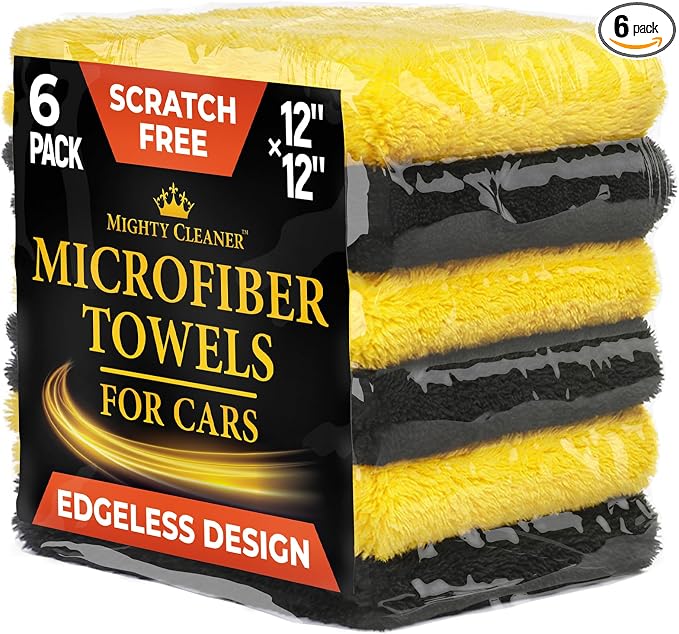 Edgeless Microfiber Towels for Cars – 6pk by MightyCleaner