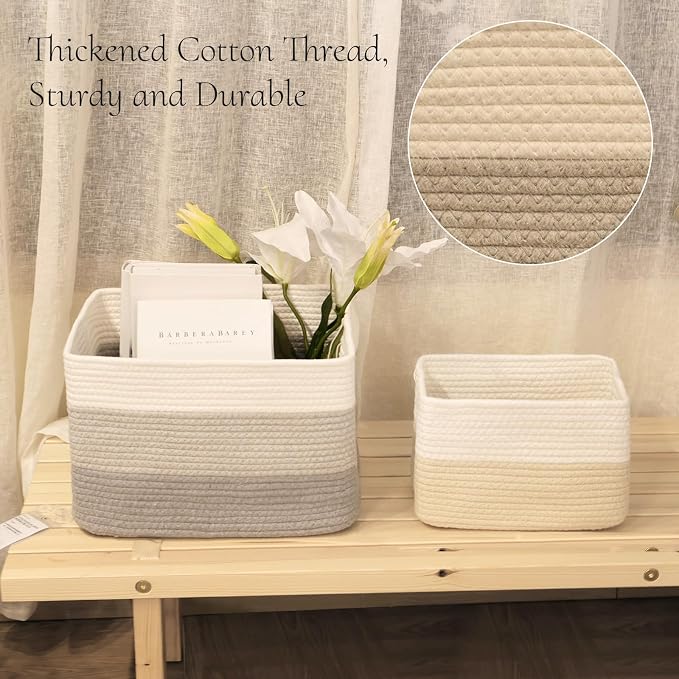 Hopegiver Woven Storage Baskets 15x11x10 Inch, 1 Pack Collapsible Cube Storage - Image 3
