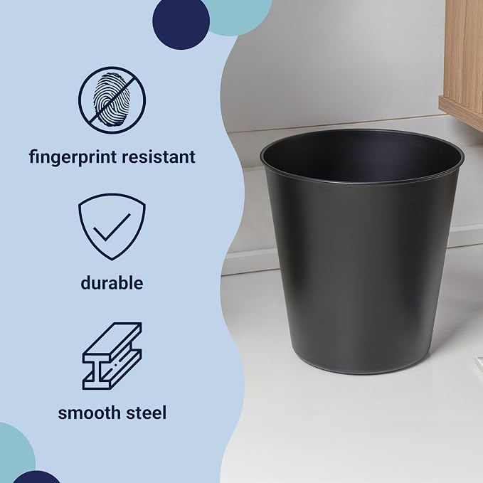 happimess HPM1113A Nolan Modern Classic Smooth Steel 2-Gallon Wastebasket - Image 3
