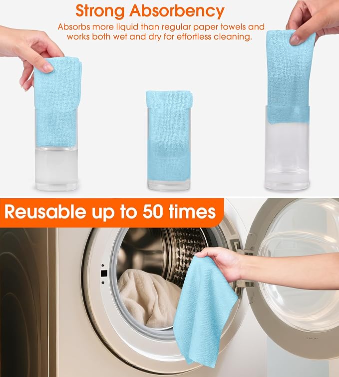 Roll of Microfiber Cleaning Cloth –100 Pack, Tear Away Microfiber Towels - Image 4