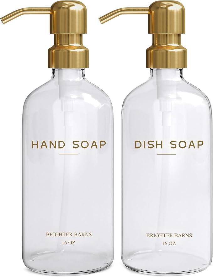Luxury Glass Soap Dispenser Set by Brighter Barns by BrighterBarns