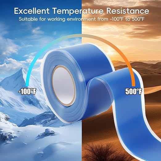 Self Fusing Silicone Tape 2 Rolls 1 in x 10' Blue Waterproof Rescue Tape Rubber - Image 5