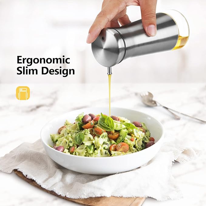 Aelga Olive Oil And Vinegar Dispenser Set -2 Pack Elegant Stainless Steel Oil - Image 6