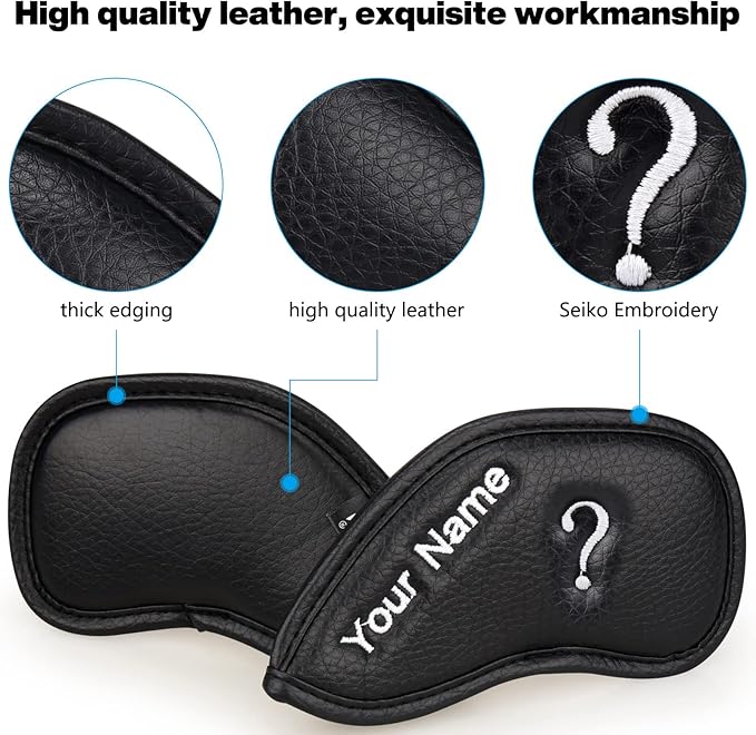 CRAFTSMAN GOLF 12pcs or 1pc Thick Synthetic Leather Golf Iron Head Covers Set - Image 3