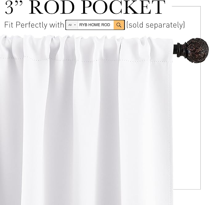 RYB HOME Room Darkening Thermal Insulated Curtains 50% Light Block Curtains - Image 2