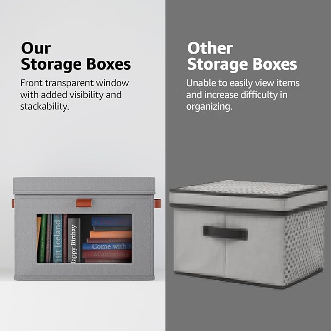 Large Storage Bins with Lids, Stackable&Collapsible Closet Storage Bins - Image 6