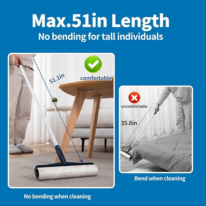 Floor Lint Rollers for Pet Hair Extra Sticky Mop，9.84in - Image 4