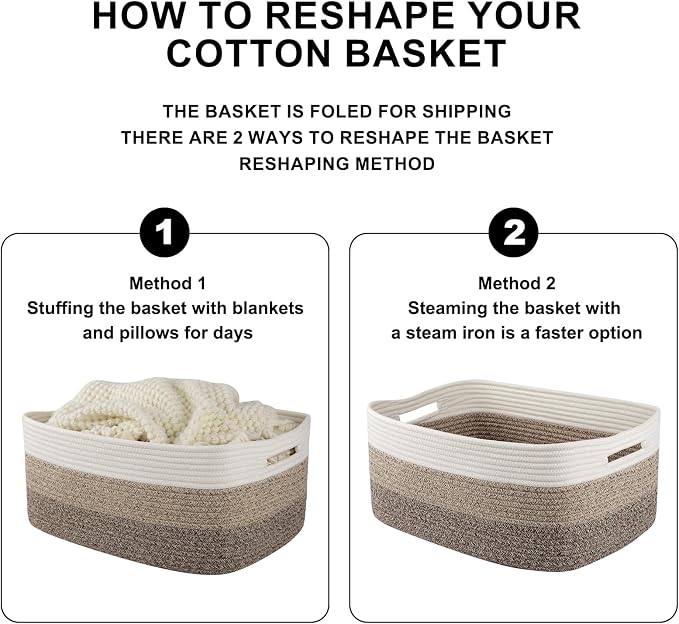 Large Storage Basket for Organizing, Woven Rope Basket for Shelves, Closet - Image 8
