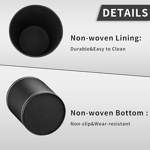 Pu Leather Trash Can, 2.6 Gallon Black Bathroom Trash Can, Small Office Garbage - Image 7