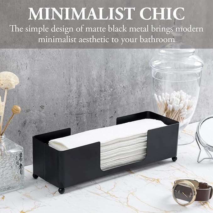 MyGift Modern Matte Black Metal Tabletop Paper Hand Towel Holder, Commercial - Image 3