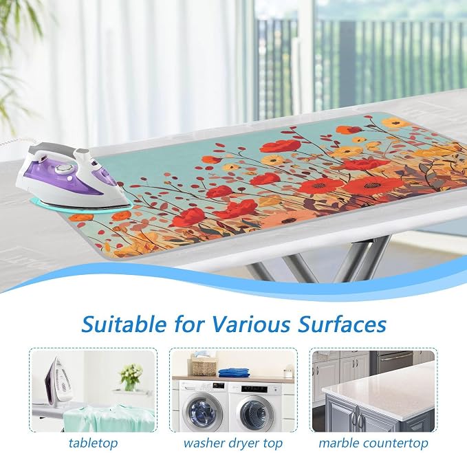 Autumn Poppy Flowers 01 Ironing Mat - Image 5