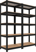 HOMEDANT House Black 5 Tier 24.4" W Laminated Metal Shelving Unit Adjustable by TheBestOrganizingSolution
