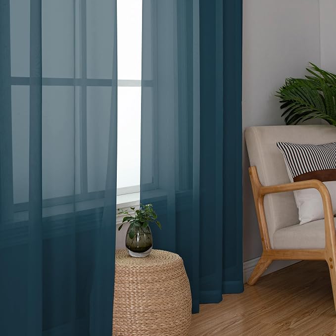 Chyhomenyc Stone Blue Sheer Curtains 72 Inch Length 2 Panels, Light Filtering - Image 4