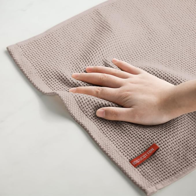 Artoid Mode 100% Cotton Brown Waffle Weave Kitchen Dish Cloths, 13x28 Inch - Image 5