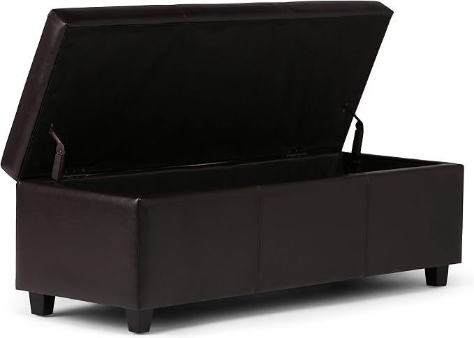 SIMPLIHOME Avalon 48 inch Wide Contemporary Rectangle Storage Ottoman Bench in - Image 3