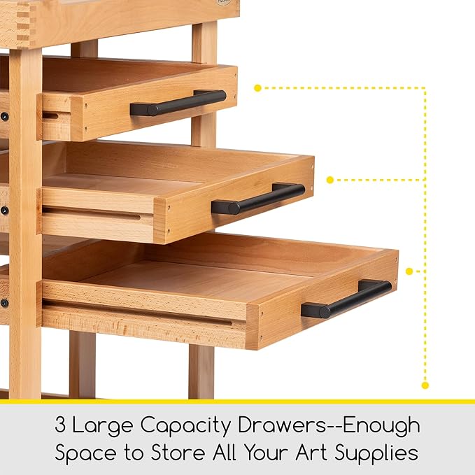 MEEDEN Art Supplies Storage Cart: 5-Tier Solid Beech Wood Utility Rolling Cart - Image 3