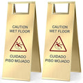 Kigley 2 Pcs Wet Floor Sign, 24 Inch Stainless Steel Caution Wet Floor Sign by Kigley