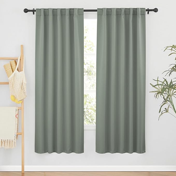 RYB HOME Sage Green Curtains for Bedroom, Vertical Privacy UV Protection Shades by RYBHOME