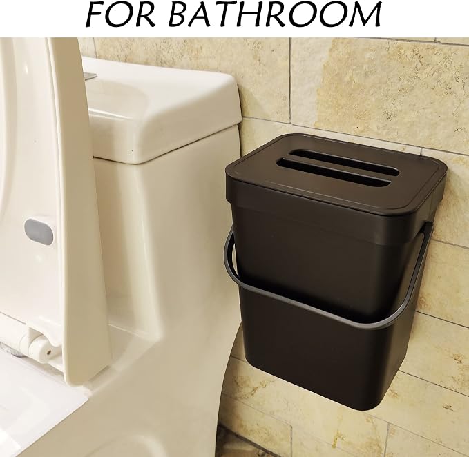 stonespace Kitchen Compost Bin for Countertop, Hanging Small Trash Can - Image 5